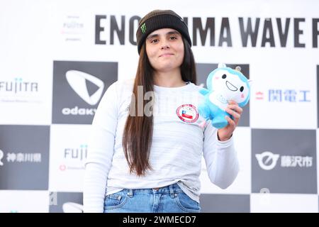 Kanagawa, Japan. Februar 2024. Perez Grasset (CHI) BMX : Enoshima Wave fest UCI BMX Freestyle Park & Flatland World Cup, Women's Park Award bei Enoshima in Kanagawa, Japan. Quelle: Yohei Osada/AFLO SPORT/Alamy Live News Stockfoto
