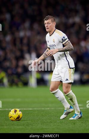 Madrid, Madrid, Spanien. Februar 2024. Toni Kroos von Real Madrid CF während des Fußballspiels La Liga zwischen Real Madrid CF und Sevilla FC im Santiago Bernabeu Stadion in Madrid, Spanien, 25. Februar 2024 (Foto: © Ruben Albarran/ZUMA Press Wire) NUR REDAKTIONELLE VERWENDUNG! Nicht für kommerzielle ZWECKE! Stockfoto