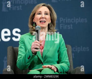 Washington, Usa. Februar 2024. Barbara Comstock, ehemalige US-Repräsentantin, sprach auf dem Principles First Summit, der im Conrad Hotel in Washington, DC stattfindet. Credit: SOPA Images Limited/Alamy Live News Stockfoto