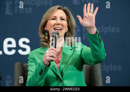 Washington, Usa. Februar 2024. Barbara Comstock, ehemalige US-Repräsentantin, sprach auf dem Principles First Summit, der im Conrad Hotel in Washington, DC stattfindet. Credit: SOPA Images Limited/Alamy Live News Stockfoto
