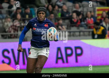 VANCOUVER, BC - 25. FEBRUAR: Spieler in Aktion während des Spiels der World Rugby Seven Series 2024 zwischen XXXXXX und XXXXX im BC Place Stadium in Vancouver, British Columbia, Kanada am 25. Februar 2024. (Foto: Tomaz Jr/PxImages) Credit: PX Images/Alamy Live News Stockfoto