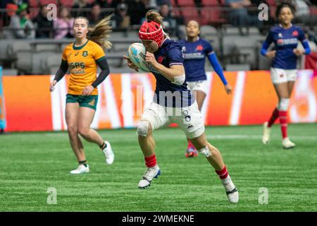 VANCOUVER, BC - 25. FEBRUAR: Spieler in Aktion während des Spiels der World Rugby Seven Series 2024 zwischen XXXXXX und XXXXX im BC Place Stadium in Vancouver, British Columbia, Kanada am 25. Februar 2024. (Foto: Tomaz Jr/PxImages) Credit: PX Images/Alamy Live News Stockfoto