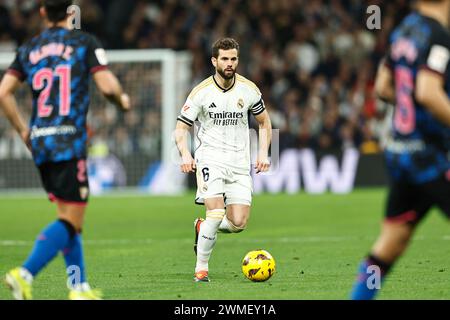 Madrid, Spanien. Februar 2024. Nacho (Real) Fußball/Fußball : spanisches Spiel "LaLiga EA Sports" zwischen Real Madrid CF 1-0 Sevilla FC im Estadio Santiago Bernabeu in Madrid, Spanien. Quelle: Mutsu Kawamori/AFLO/Alamy Live News Stockfoto