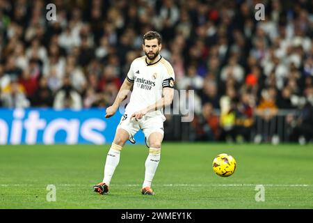 Madrid, Spanien. Februar 2024. Nacho (Real) Fußball/Fußball : spanisches Spiel "LaLiga EA Sports" zwischen Real Madrid CF 1-0 Sevilla FC im Estadio Santiago Bernabeu in Madrid, Spanien. Quelle: Mutsu Kawamori/AFLO/Alamy Live News Stockfoto