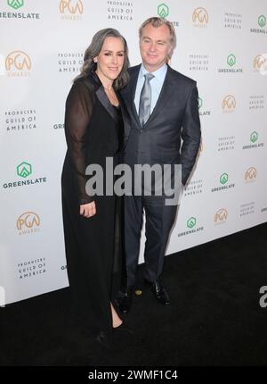 Hollywood, USA. Februar 2024. Emma Thomas, Christopher Nolan kommt bei den Annual Producers Guild Awards 35 an, die am Sonntag, den 25. Februar 2024, im Ray Dolby Ballroom in Hollywood, KALIFORNIEN, stattfinden. (Foto: Juan Pablo Rico/SIPA USA) Credit: SIPA USA/Alamy Live News Stockfoto