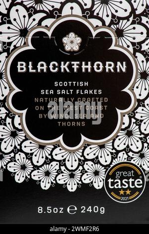 Blackthorn scottish Seesalz Flocken Verpackung Stockfoto