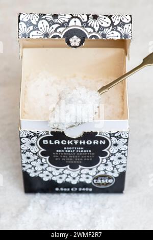 Blackthorn scottish Seesalz Flocken Verpackung Stockfoto