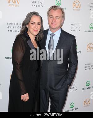 Hollywood, USA. Februar 2024. Emma Thomas, Christopher Nolan kommt bei den Annual Producers Guild Awards 35 an, die am Sonntag, den 25. Februar 2024, im Ray Dolby Ballroom in Hollywood, KALIFORNIEN, stattfinden. (Foto: Juan Pablo Rico/SIPA USA) Credit: SIPA USA/Alamy Live News Stockfoto