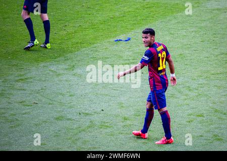 RAFINHA, BARCELONA FC, 2015: Rafinha vom FC Barcelona. Das letzte Spiel der Saison 2014-15 in Spanien zwischen Barcelona FC und Deportivo de La Coruna im Camp Nou, Barcelona am 23. Mai 2015. Das Spiel endete mit 2:2. Barcelona feierte den Sieg des Meisterschaftstitels und das letzte Heimspiel von Legende Xavi. Deportiva bekam den Punkt, den sie brauchten, um Abstieg zu vermeiden. Foto: Rob Watkins Stockfoto