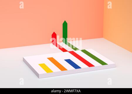 Unternehmenswachstum oder Wettbewerbskonzept. 3D-Rendering. Stockfoto