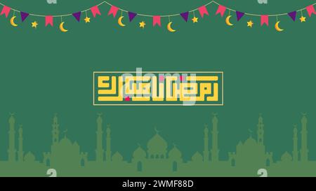 Ramadan Mubarak Grußvektordatei in arabischer Kalligraphie mit einem klassischen Stil speziell für Ramadan-Wünsche und Design für Muslime Stock Vektor