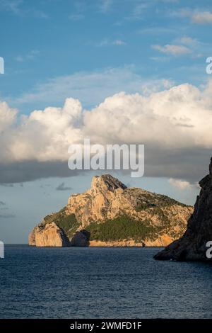 Insel Es Colomer aus Cala Boquer, Pollença, Mallorca, Spanien Stockfoto