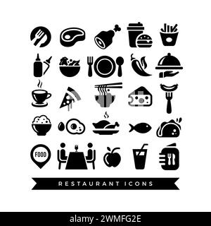 Restaurant Essen und Trinken Icon Set Stock Vektor