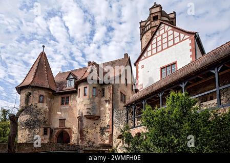 Brunnenhaus im 3. Torhaus, neue Laube, Zinnen der Vorburg, Schloss Ronneburg, mittelalterliches Ritterschloss, Ronneburg, Ronneburger Stockfoto