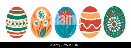 Set von farbigen ostereiern Vektor isoliert. Stock Vektor