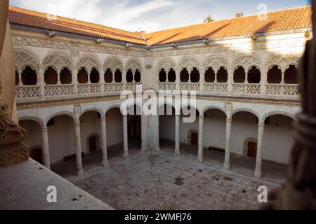 Valladolid, Spanien - 18. Februar 2024: Kreuzgang des Nationalen Museums der Skulptur Stockfoto