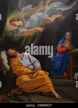 Der Traum von Saint Joseph des französischen Barockmalers Philippe de Champaigne in der National Gallery, London, Großbritannien Stockfoto