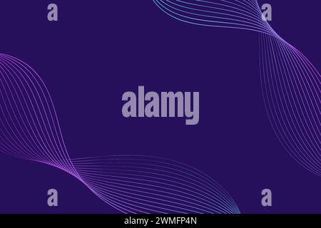 Violetter Hintergrund mit wellenförmigen Linien, die über den Rahmen fließen. Die Linien erzeugen eine dynamische und energetische Bewegung in der Komposition Stock Vektor