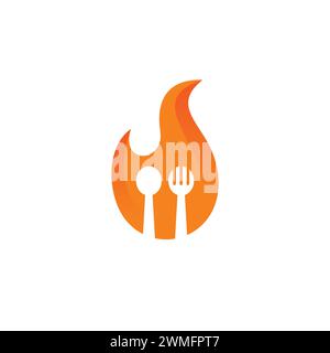 Logo-Design Für Heiße Lebensmittel. Fire Food Logo Stock Vektor