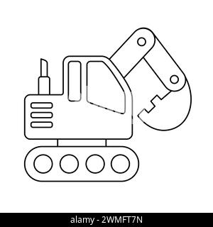Ausmalseite Mit Bagger. Bildungs-Spiel Für Baufahrzeuge. Cartoon Truck Vektor Illustration Stock Vektor