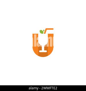 Juice Glass Logo. Buchstabe U Getränk Logo Stock Vektor