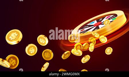 Rad des Glücks oder des Glücks. Farbenfrohes Spielrad. Online-Casino. Banner für Internet-Casino. Big-Win-Konzept. Vektorillustration Stock Vektor