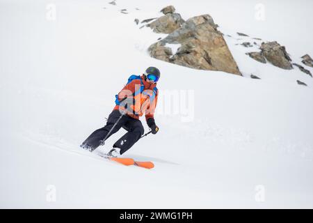 Skifahren im Hinterland in der Nähe von Whistler, British Columbia, Kanada Stockfoto