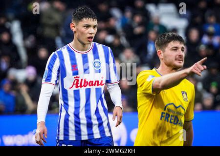 Odense, Dänemark. Februar 2024. Tobias Slotsager (28) von ob wurde während des 3F Superliga-Spiels zwischen Odense BK und Broendby IF im Nature Energy Park in Odense gesehen. (Foto: Gonzales Photo/Alamy Live News Stockfoto