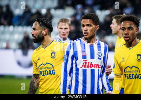 Odense, Dänemark. Februar 2024. Charly Horneman von ob wurde während des 3F Superliga-Spiels zwischen Odense BK und Broendby IF im Nature Energy Park in Odense gesehen. (Foto: Gonzales Photo/Alamy Live News Stockfoto