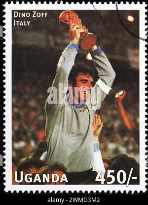 Dino Zoff mit der Weltmeisterschaft 1982 auf Briefmarke Stockfoto