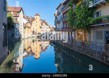 Annecy - die Altstadt im Morgenlicht. Stockfoto