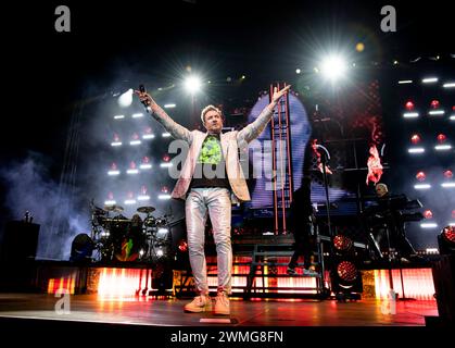 Duran Duran Duran trat am 2. Mai 2023 live in der O2 Arena in London auf Simon Le Bon, Lead Vocals Duran Duran ist eine englische New-Wave-Band, die 78 gegründet wurde Stockfoto