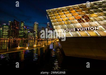 Nächtliche Ausblicke auf die Stadt Singapur Stockfoto