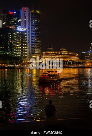 Nächtliche Ausblicke auf die Stadt Singapur Stockfoto