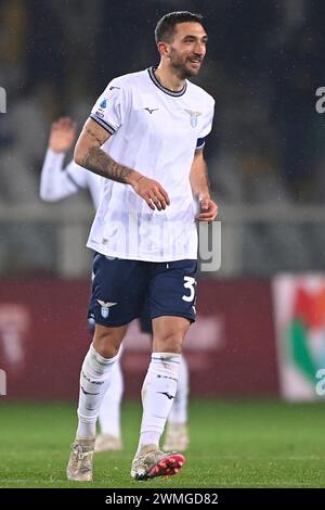 Torino, Italien. Februar 2024. Foto Fabio Ferrari/LaPresse 22 Febbraio 2024 - Torino, Italia - Sport, calcio -ESCLUSIVA TORINO FC- Torino FC vs Latium - Campionato italiano di calcio Serie A TIM 2023/2024 - Stadio Olimpico Grande Torino.Nella Foto: Danilo Cataldi 22. Februar 2024 Turin, Italien - Sport, calcio - EXKLUSIVER TORINO FC - Torino FC gegen Lazio - italienische Fußballmeisterschaft der Serie A 2023/2024 - Olimpico Grande Torino Stadium. im Bild: Danilo Cataldi Credit: LaPresse/Alamy Live News Stockfoto