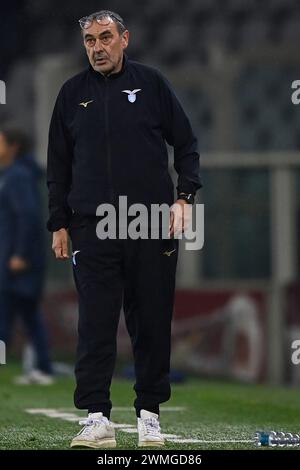 Torino, Italien. Februar 2024. Foto Fabio Ferrari/LaPresse 22 Febbraio 2024 - Torino, Italia - Sport, calcio -ESCLUSIVA TORINO FC- Torino FC vs Latium - Campionato italiano di calcio Serie A TIM 2023/2024 - Stadio Olimpico Grande Torino.Nella Foto: Sarri 22. Februar 2024 Turin, Italien - Sport, calcio - EXKLUSIVER TORINO FC - Turin FC vs Latium - italienische Fußballmeisterschaft der Serie A 2023/2024 - Olimpico Grande Torino Stadium. auf dem Bild: Sarri Credit: LaPresse/Alamy Live News Stockfoto