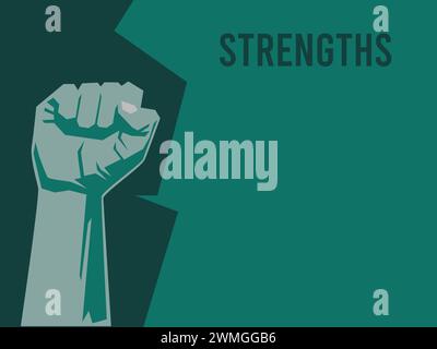 Visuelle Darstellung von Stärken, Infografiken zu SWOT. Stockfoto
