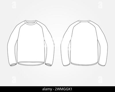 Kunst Illustration Design Kleidung Konzept Mode Mode Mode isoliert Modell von Rundhalsausschnitt Pullover Stock Vektor