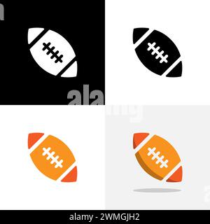 Design-Symbol mit Sportlogo und Silhouette des Rugby-Balls Stock Vektor