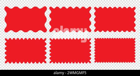 Vektorsatz für wellenförmige Kanten, Rechteckformen Stock Vektor