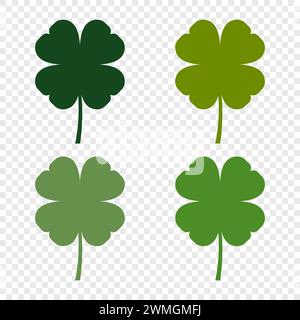 Vier-Blatt-Kleeblatt-Vektor-Symbolsatz Stock Vektor
