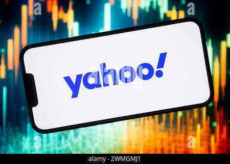 In dieser Abbildung ist ein Yahoo! Auf einem Smartphone angezeigtes Logo. Stockfoto