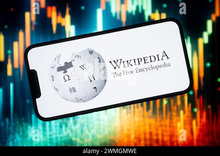 In dieser Abbildung wird ein Wikipedia-Logo auf einem Smartphone angezeigt. (Foto von Mateusz Slodkowski / SOPA Images/SIPA USA) *** ausschließlich für redaktionelle Nachrichtenzwecke *** Stockfoto