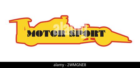 Eine Silhouette eines trpikalen Motorsport-Rennwagens auf weißem Hintergrund mit dem Text Motor Sport Stock Vektor