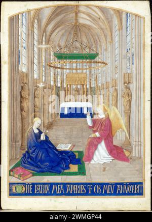 Jungfrau in Majestät, die Christus pflegt, aus den Stunden von Etienne Chevalier, erleuchtetes Manuskript auf Pergament von Jean Fouquet, 1452-1460 Stockfoto