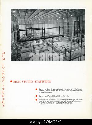 Soundbühnen von METRO GOLDWYN MAYER LONDON / BRITISH STUDIOS, Elstree Way, Boreham Wood, Herts Studio Brochure produziert in letzter Zeit 1959 Stockfoto