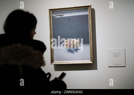 Blick auf die Ausstellung „der intime Realismus von Isabel Quintanilla“ im Thyssen-Bornemisza-Nationalmuseum in Madrid, 26. Februar 2024, Spanien Stockfoto