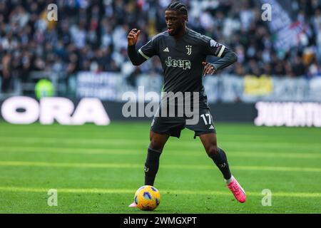 Turin, Italien. Februar 2024. Samuel Iling-Junior von Juventus FC wurde 2023/24 während des Fußballspiels der Serie A zwischen Juventus FC und Frosinone Calcio im Allianz Stadium in Aktion gesehen. Endpunktzahl; Juventus 3 | 2 Frosinone. (Foto: Fabrizio Carabelli/SOPA Images/SIPA USA) Credit: SIPA USA/Alamy Live News Stockfoto