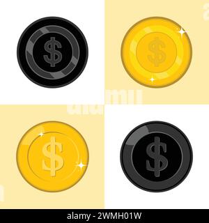 Dollarmünze, goldene Ikone Geld Illustration Vektor Stock Vektor