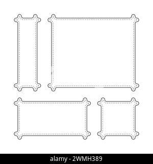 Satz von leeren Bilderrahmen Linien Symbole mit gepunkteten Linien im Rahmen Stock Vektor